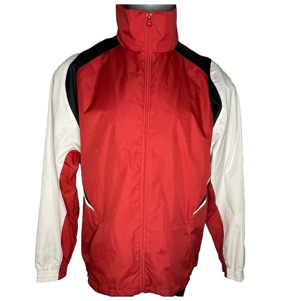 Vintage Red Black Men's sz L  Jacket Teamwork Athletic Apparel Coat Zip Pockets